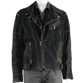 Movie Baby Driver Jon Hamm Black Suede Leather Jacket